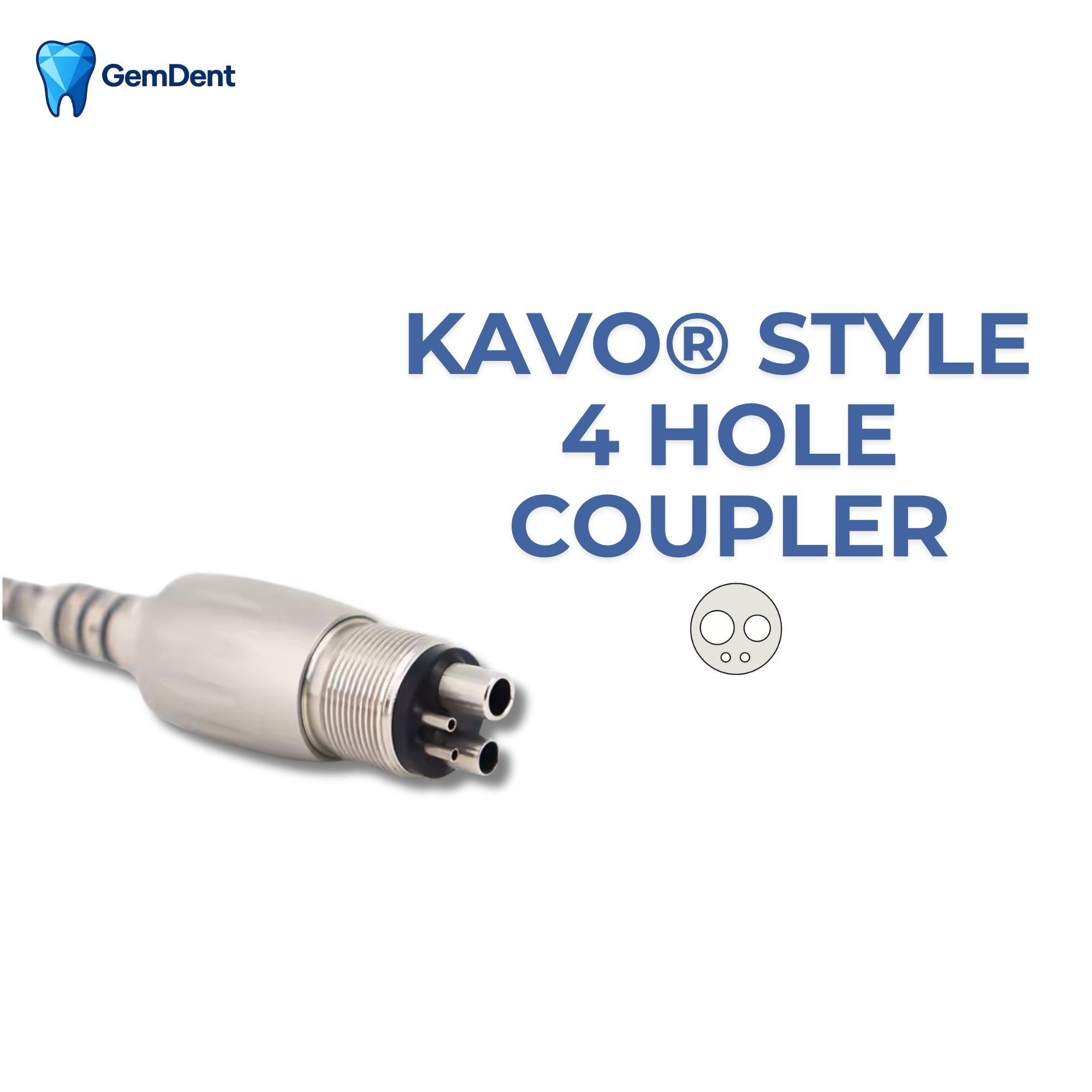 GemDent KaVo style 4 hole coupler dental handpiece connection interface metal fitting close up