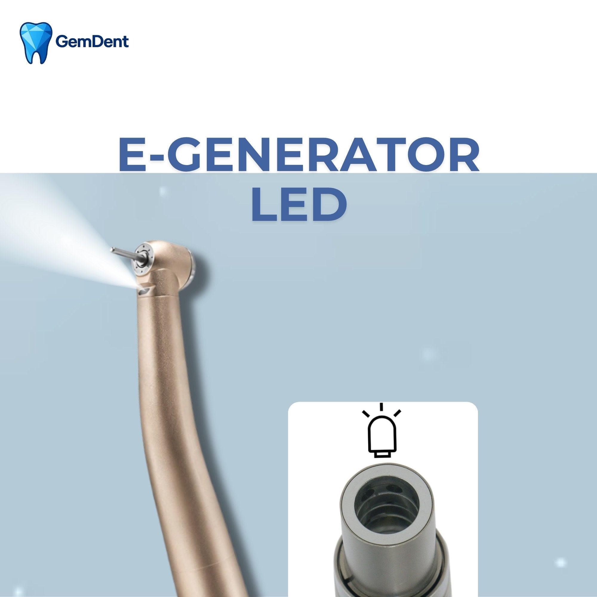 GemDent Velocity M3 high speed handpiece with integrated e generator LED illumination system